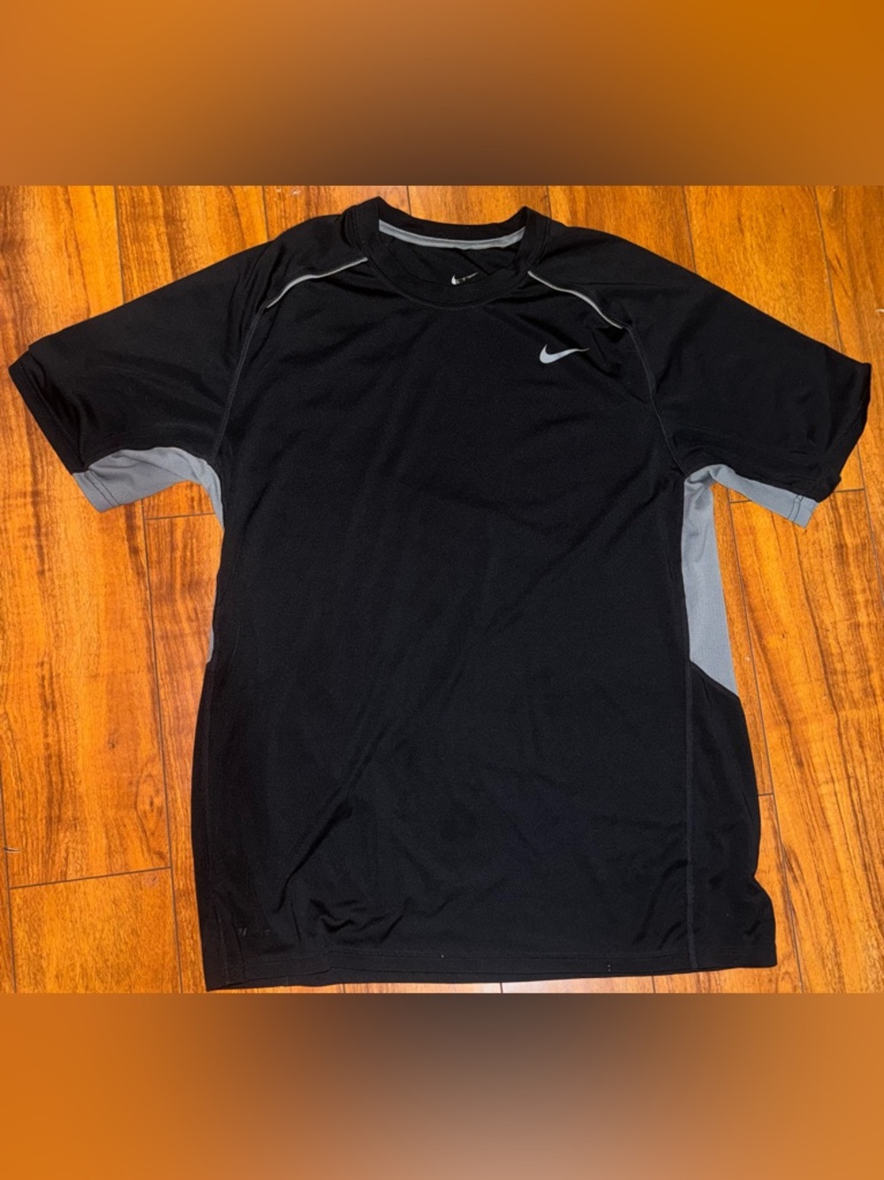 Nike Black Short Sleeve Athletic Tee with Gray Panels
